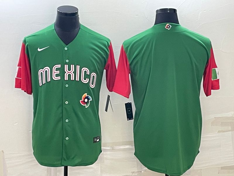 Men 2023 World Cub Mexico Blank Green Nike MLB Jersey2